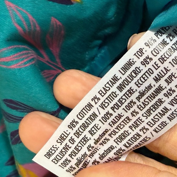 DISNEY STORE Frozen Ana Elsa Princess Dress Ruffle Turquoise Pink Print size 5/6 - Picture 6 of 6